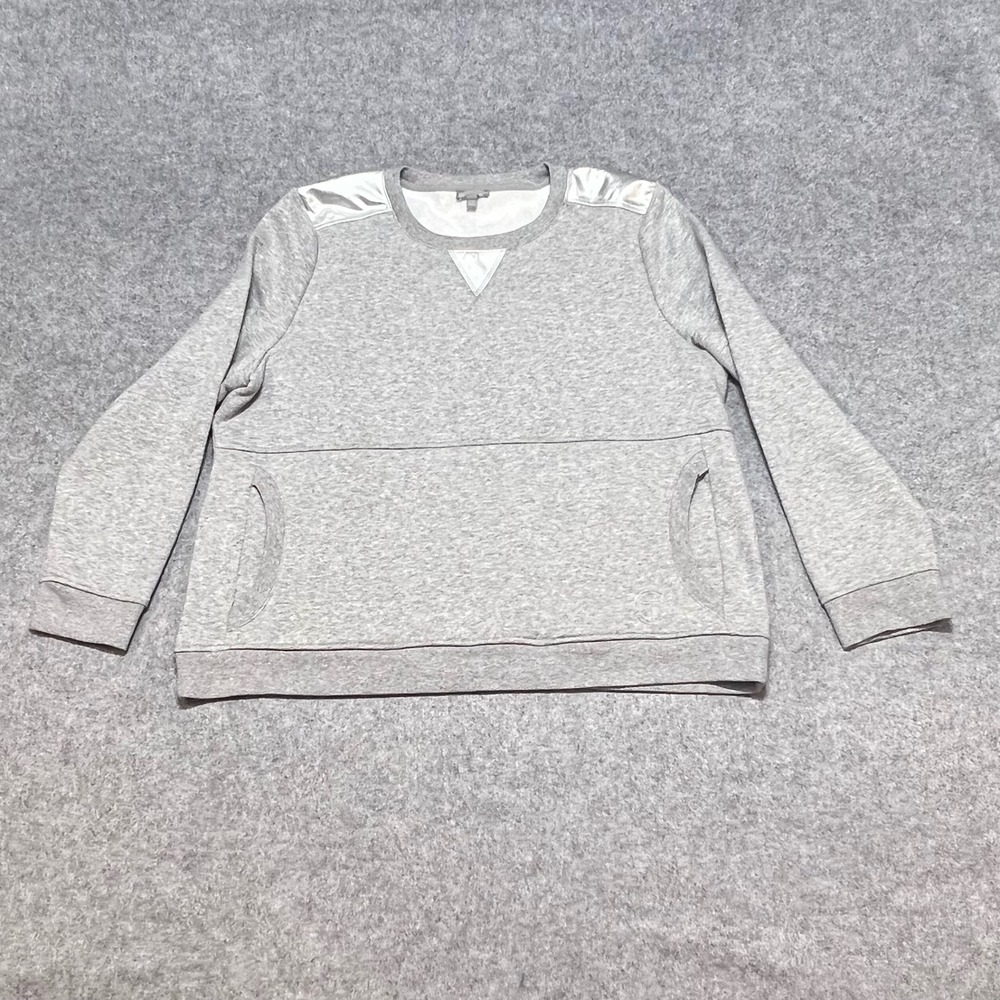 T by Talbots Womens‎ XL Petite Gray Sweatshirt Silver Trim Pockets Athleisure